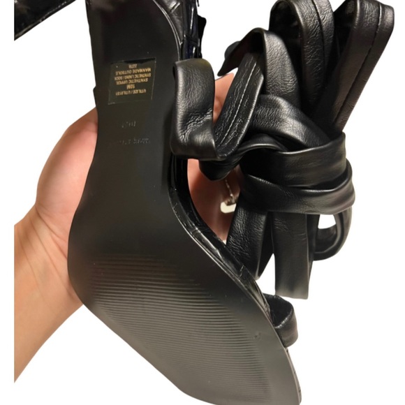 Steve Madden women's black size 10 strappy wrap tie square open toe high Heel - Picture 8 of 8